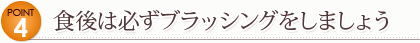 Point 4　食後は必ずブラッシングをしましょう